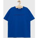 Chlapčenské Detské tričká Calvin Klein Jeans modrej farby z bavlny do 10 rokov 