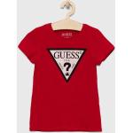 Dievčenské Detské tričká s krátkym rukávom Guess červenej farby z bavlny 
