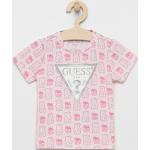 Detské tričká s krátkym rukávom Guess BIO ružovej farby z bavlny udržateľná móda 