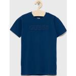 Chlapčenské Detské tričká Guess modrej farby z bavlny 