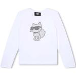 Dievčenské Designer Detské tričká s dlhým rukávom Karl Lagerfeld bielej farby z bavlny do 5 rokov s dlhými rukávmi v zľave 