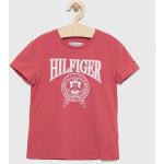Dievčenské Detské tričká s krátkym rukávom Tommy Hilfiger ružovej farby z bavlny do 12 rokov 