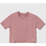 Dievčenské Detské tričká s krátkym rukávom Under Armour ružovej farby z polyesteru v zľave 