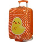 Detské Malé cestovné kufre oranžovej farby so zábavným motívom z plastu na zips objem 28 l 