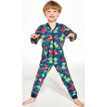 Chlapčenské Detské pyžamá cornette modrej farby so zábavným motívom z bavlny do 24 mesiacov s motívom Dinosaurus 