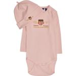 Dojčenské Detské body Gant Shield ružovej farby z bavlny do 6 mesiacov s dlhými rukávmi vhodné do práčky 