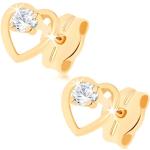 Zlaté náušnice Šperky eshop zlatej farby v trblietavom štýle s diamantom v zľave na Valentín 
