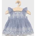 Dievčenské áčkové šaty GAP modrej farby s vyšívaným vzorom z bavlny do 12 mesiacov 