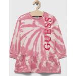 Dievčenské áčkové šaty Guess ružovej farby z bavlny 