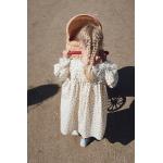 Dievčenské áčkové šaty BIO béžovej farby z bavlny do 24 mesiacov v zľave udržateľná móda 