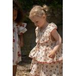 Dievčenské áčkové šaty BIO oranžovej farby z bavlny do 24 mesiacov udržateľná móda 