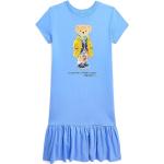 Designer Dievčenské šaty s potlačou Ralph Lauren Polo Ralph Lauren modrej farby z bavlny v zľave 