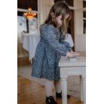 Dievčenské áčkové šaty BIO modrej farby z bavlny do 24 mesiacov v zľave udržateľná móda 