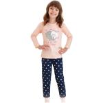 Dievčenské Detské pyžamá taro modrej farby so zábavným motívom z bavlny do 24 mesiacov s okrúhlym výstrihom s dlhými rukávmi 