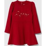 Dievčenské áčkové šaty Guess červenej farby z viskózy 