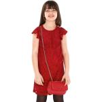 Dievčenské čipkované šaty Guess červenej farby z bavlny 