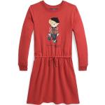 Designer Dievčenské áčkové šaty Ralph Lauren Polo Ralph Lauren červenej farby z bavlny v zľave 