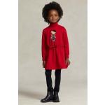 Designer Dievčenské áčkové šaty Ralph Lauren Polo Ralph Lauren červenej farby z bavlny do 24 mesiacov v zľave 