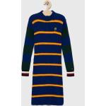 Dievčenské šaty Tommy Hilfiger tmavo modrej farby z bavlny do 12 rokov v zľave 