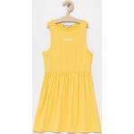 Dievčenské áčkové šaty Tommy Hilfiger žltej farby z viskózy 