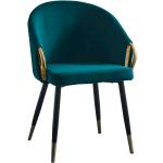 Jedálenské stoličky Kondela smaragdovej farby v elegantnom štýle zo zamatu v zľave 