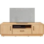 TV stolíky Meblar striebrošedej farby v minimalistickom štýle z dubového dreva s policami 
