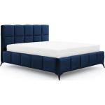 Dvojlôžkové postele modrej farby v modernom štýle s károvaným vzorom zo zamatu 