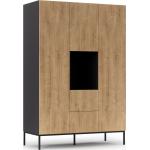 Jednodverové skrine čiernej farby z dubového dreva s policami 