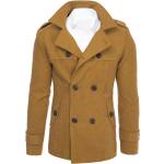 Pánske Zimné kabáty dstreet ťavej farby z bavlny vo veľkosti XXL na gombíky Kapucňa v zľave 
