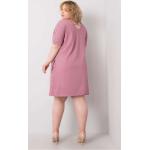 Dámske Šaty pre moletky FashionHunters ružovej farby z bavlny vo veľkosti XXL v zľave 