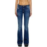 Dámske Bootcut jeans Diesel modrej farby rozšírené z denimu so šírkou 27 s dĺžkou 32 na zips nízky pás s opaskom 