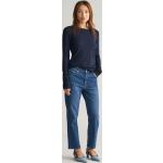 Dámske Straight Fit jeans Gant modrej farby s pruhovaným vzorom z bavlny vo veľkosti 4 XL 