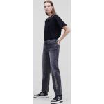 Dámske Designer Straight Fit jeans Karl Lagerfeld sivej farby z koženky vo veľkosti XXXL s kamienkami 