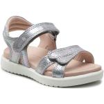 Dievčenské Kožené sandále Ecco Ecco striebornej farby vo veľkosti 24 metalické v zľave na leto 
