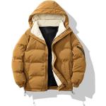 Pánske Zimné kabáty marhuľovej farby z bavlny vo veľkosti 4 XL na zips Kapucňa 