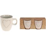 Šálky na espresso béžovej farby z keramiky objem 150 ml 2 ks balenie s motívom: Srdcia 