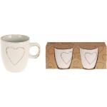 Hrnčeky bielej farby z keramiky objem 150 ml 2 ks balenie s motívom: Srdcia 