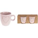 Šálky na espresso ružovej farby z keramiky objem 150 ml 2 ks balenie s motívom: Srdcia 