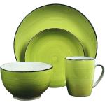 Plytké taniere zelenej farby v modernom štýle z keramiky 16 ks balenie s priemerom 27 cm 
