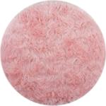Okrúhle koberce ružovej farby v modernom štýle z umelej kožušiny 