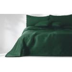 Prehozy na posteľ fľaškovo zelenej farby s jednofarebným vzorom z polyesteru 