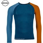 Pánske Termo tričká Ortovox BIO petrolejovej farby s dlhými rukávmi v zľave udržateľná móda 