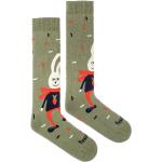 Vzorované ponožky fusakle zelenej farby z bavlny 38 s motívom: Zajac vyrobené na Slovensku 