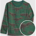 Chlapčenské Detské tričká s dlhým rukávom GAP BIO zelenej farby z bavlny s okrúhlym výstrihom s dlhými rukávmi s motívom Dinosaurus v zľave udržateľná móda 