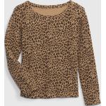 Dievčenské Detské tričká s dlhým rukávom GAP hnedej farby s leopardím vzorom z bavlny s okrúhlym výstrihom s dlhými rukávmi s motívom: Leopard v zľave 