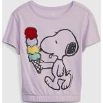 Dievčenské Detské tričká s krátkym rukávom GAP sivej farby z bavlny s okrúhlym výstrihom s motívom Snoopy Snoopy v zľave 