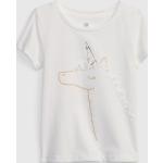 Dievčenské Detské tričká s krátkym rukávom GAP BIO sivej farby z bavlny s okrúhlym výstrihom s motívom Meme  / Theme Jednorožec v zľave udržateľná móda 