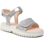 Dievčenské Kožené sandále Geox striebornej farby z koženky vo veľkosti 28 metalické v zľave na leto 
