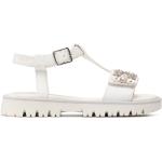 Dievčenské Kožené sandále Geox bielej farby z koženky vo veľkosti 31 v zľave na leto 