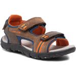 Chlapčenské Kožené sandále Geox Strada hnedej farby vo veľkosti 32 v zľave na leto 